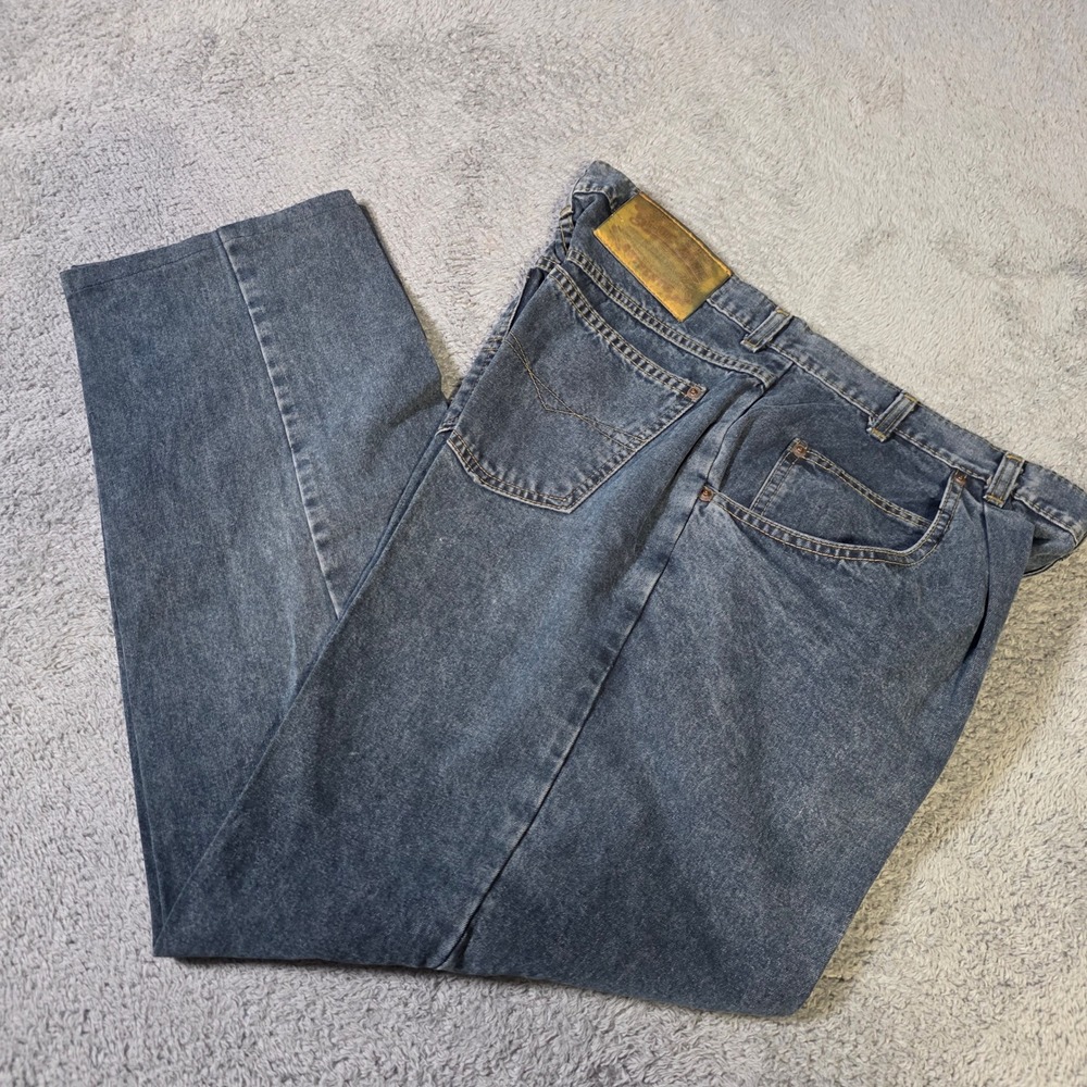 Blue Zone Mens 36x34 Jeans Blue Pleated Front Straight Leg Denim 789Y3107